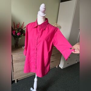 AMERICAN SWEETHEART Vintage Pink Cotton Blend Short-Sleeve Button Down Shirt M